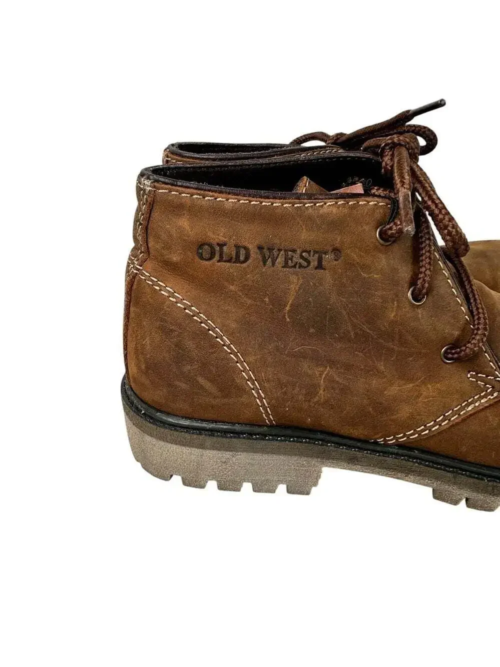 NWT Old West Boots Big Kids Size 4.5D Brown Leather Rough Outdoors Rugged